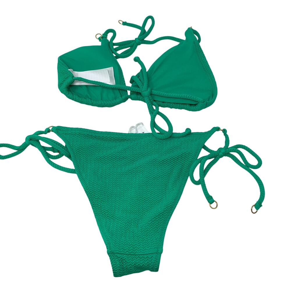 Seafolly Bikini Set Womens US 8 Green Triangle String Tie Side Swimsuit NWOT - Picture 5 of 7